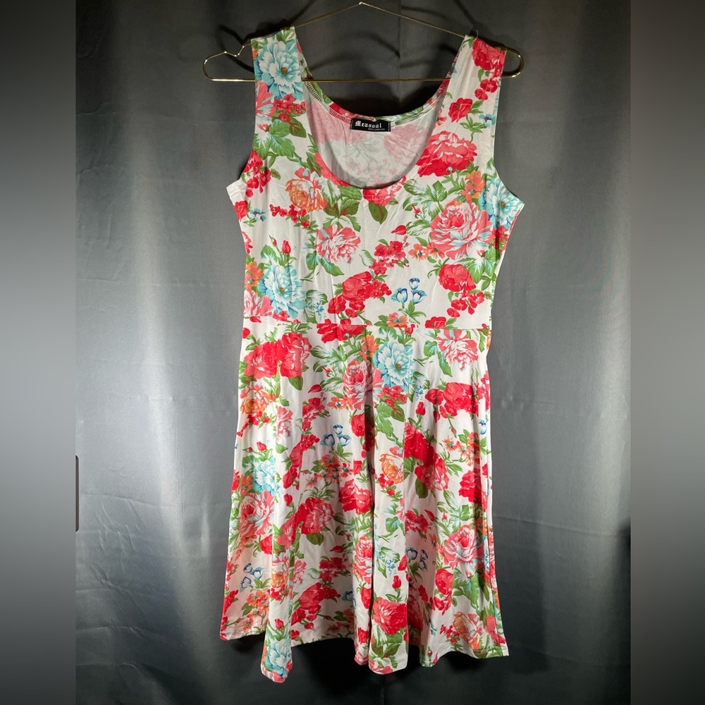 Soft women’s Measoul Flower Tank Dress Flowing Skirt -large